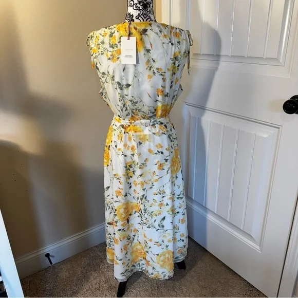 Alex Marie Floral Yellow and White Wrap Dress - Picture 6 of 8